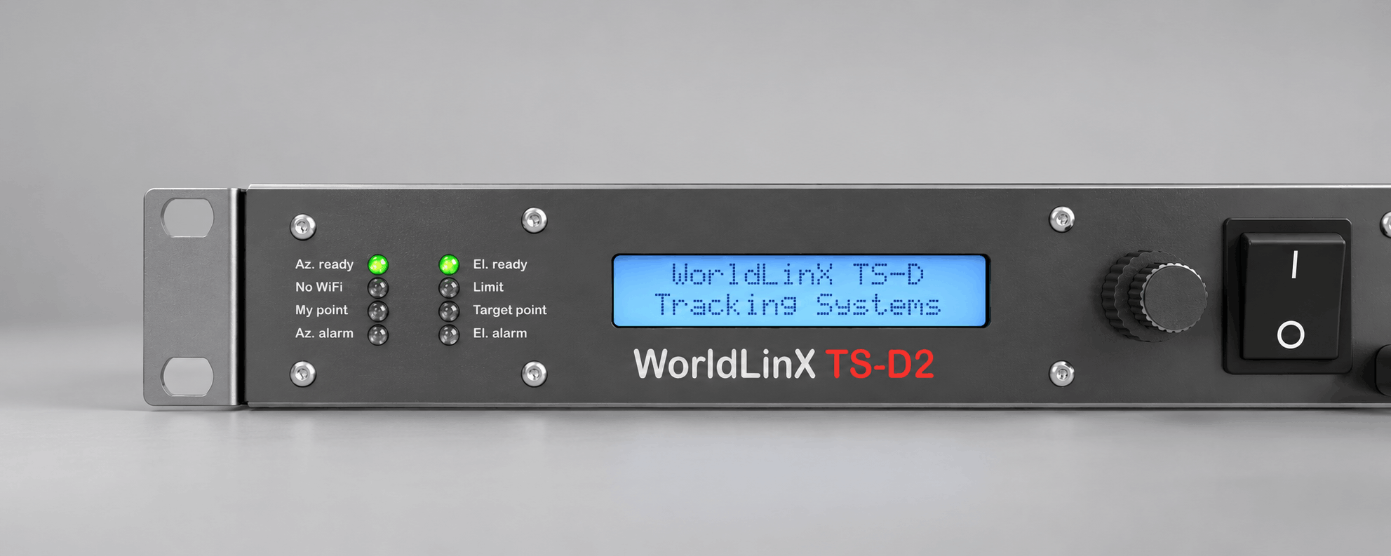 WorldLinX TS-D2 tracking system controller, front panel detail